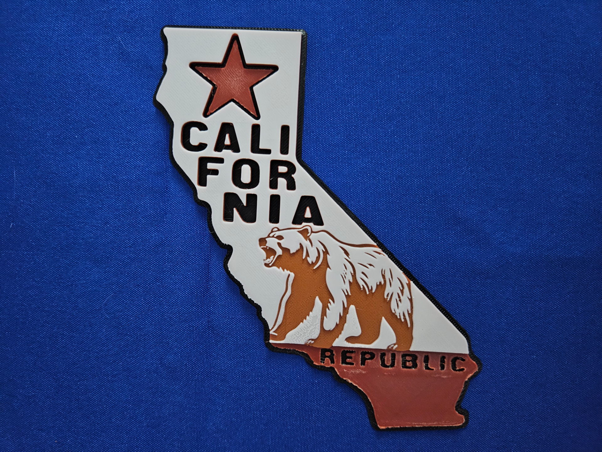 California Map Cali Bear CA Star Wall Plaque