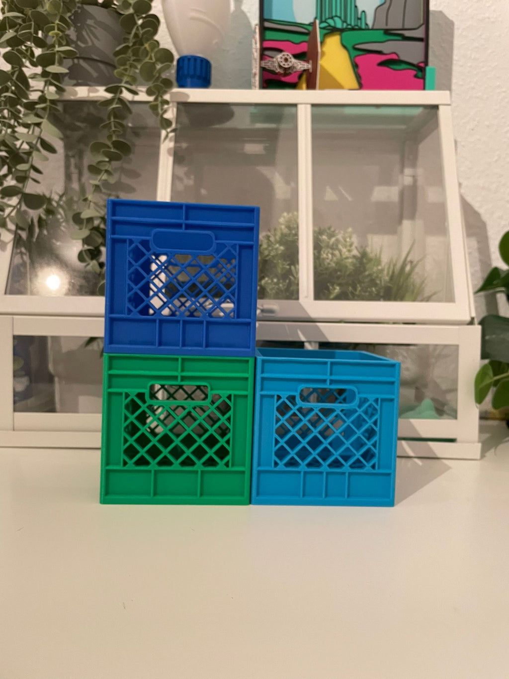 Stackable Milk Crates with Print in Place Pegs