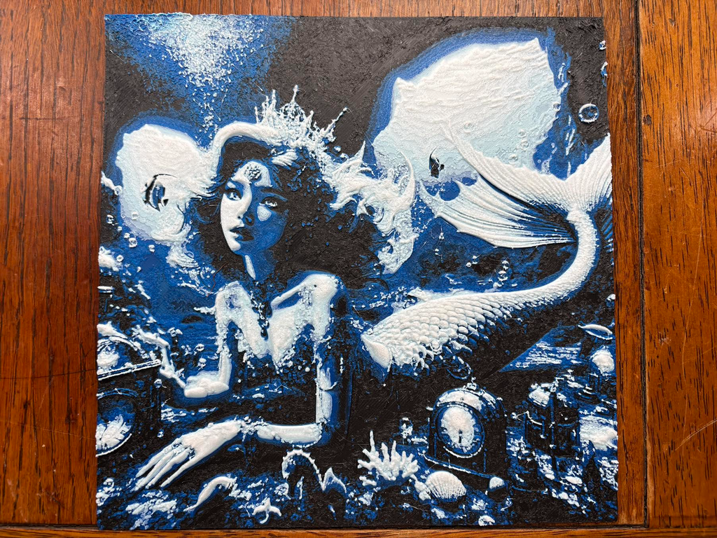 hueforge steampunk mermaid in blue