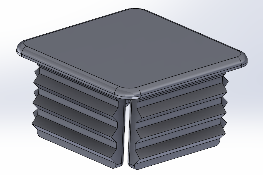 Box Tubing End Cap - 2x2x0.125in.