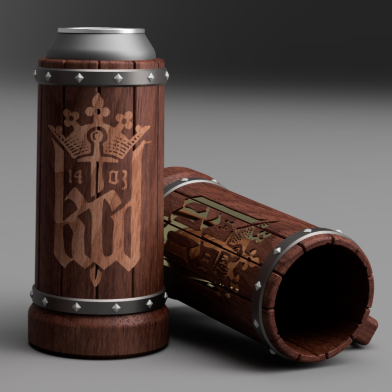 Can Holder – wooden barrel style and KCD logo