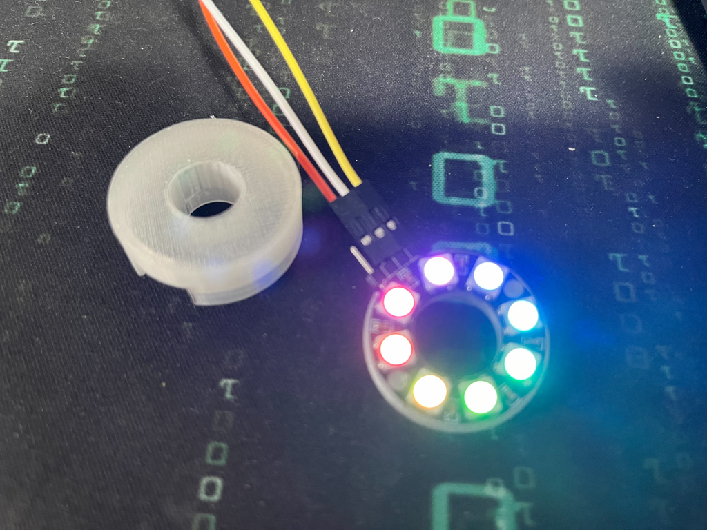 Neopixel and WS2815 8-LED ring holder and diffuser