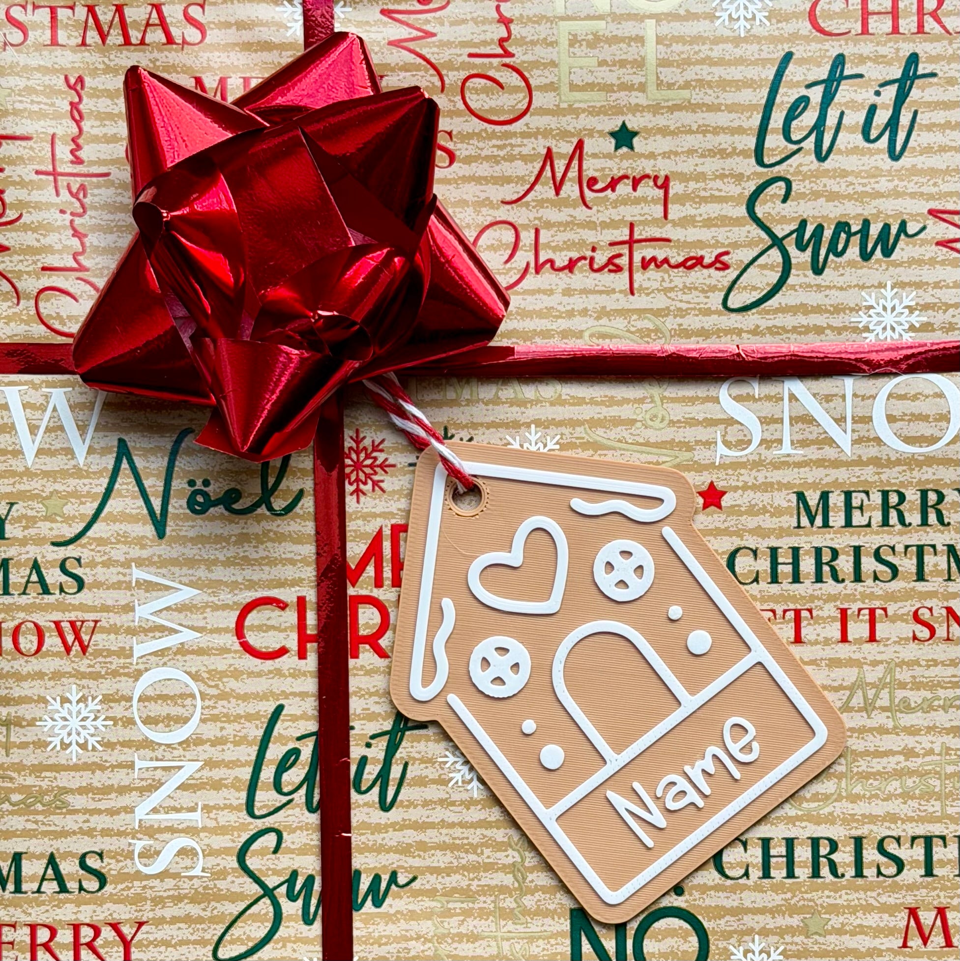 Customisable name Christmas gift tag - Gingerbread