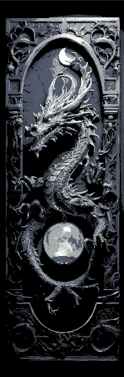 Dragon and the Moon Carvings in Black and White - Set of 3 Bookmarks