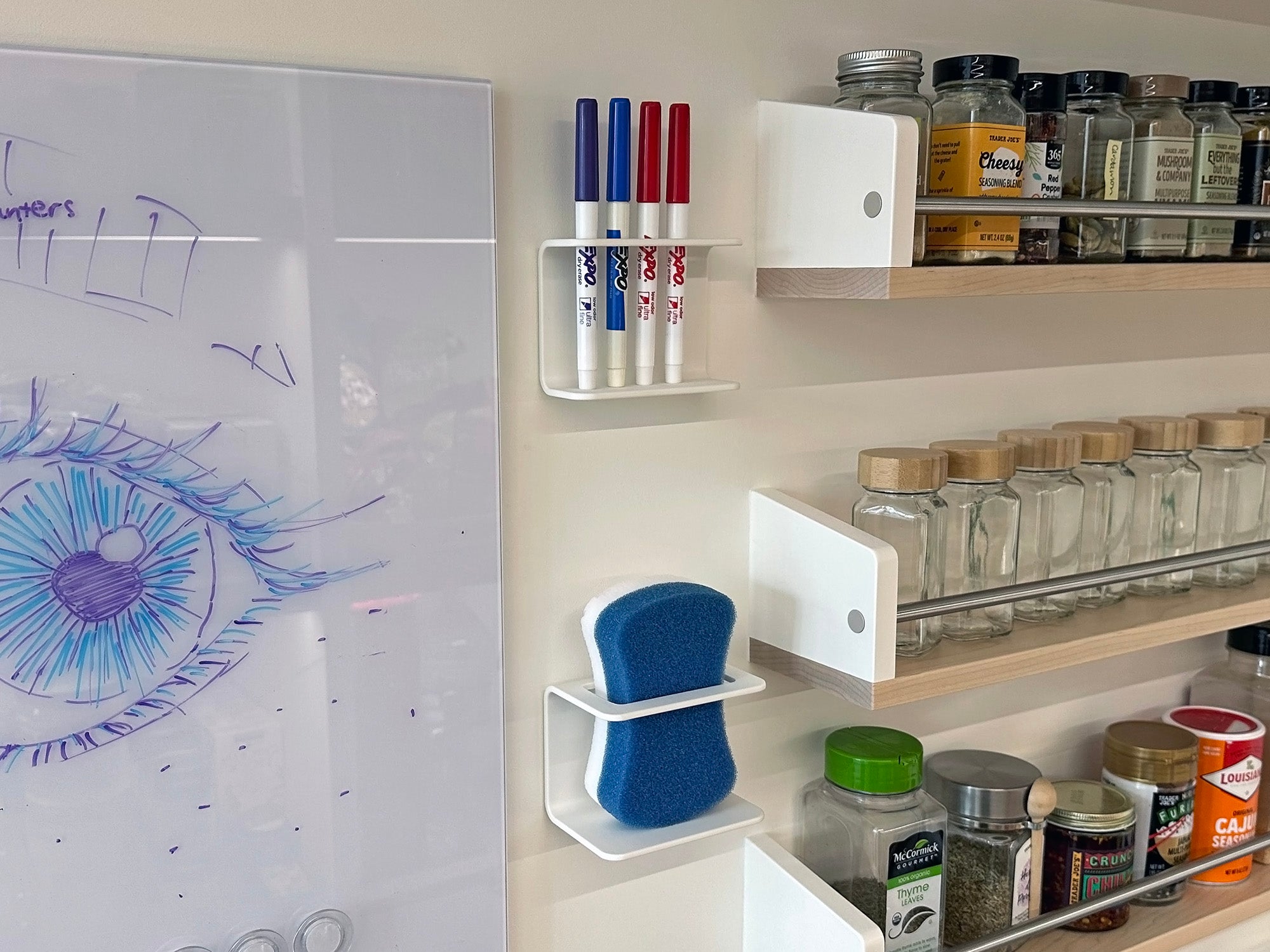 Whiteboard pen + eraser holders - wall mount