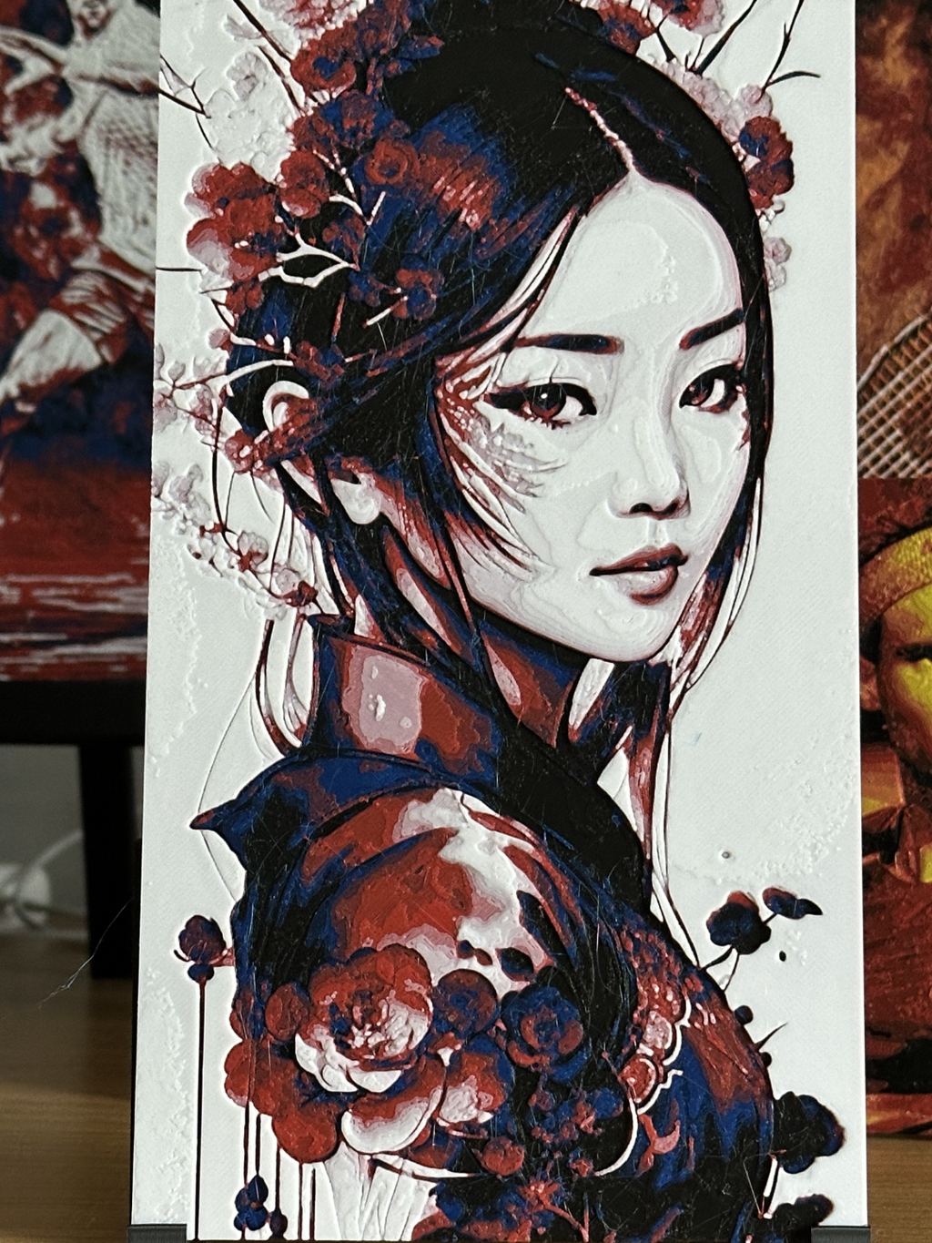 Japanese girl and flowers HueForge art