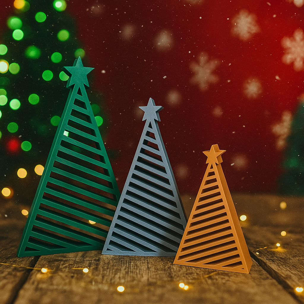 Modern Christmas Tree Set – 4 Geometric Designs