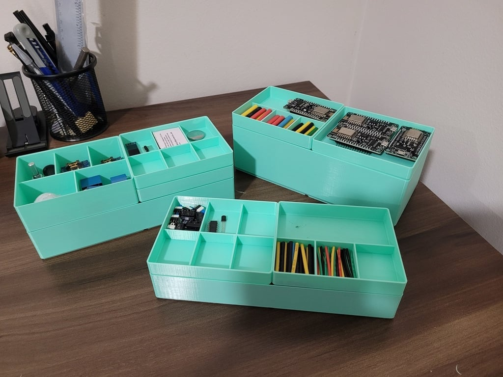 Stackable, module tray, bin, organizer