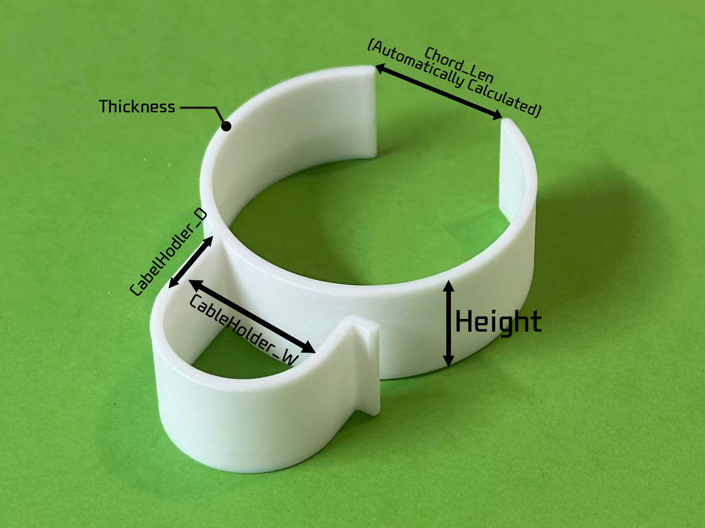 Parametric Cable Clip for Monitor Arm Poles