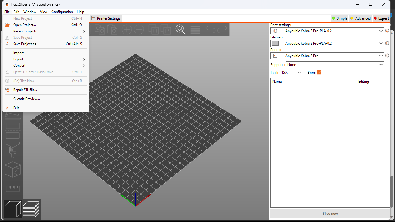 My Prusa Slicer profile for Anycubic Kobra 2 Pro