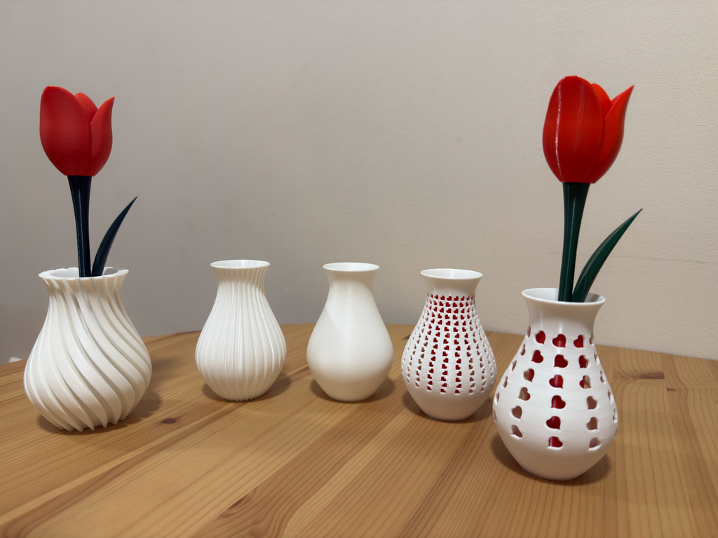 Tulip flower with stem, stand & vases