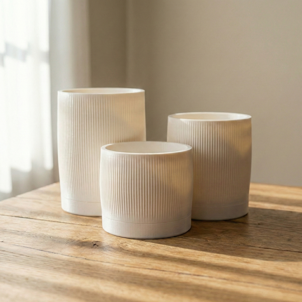 Azet – Modern Ribbed Planter Set