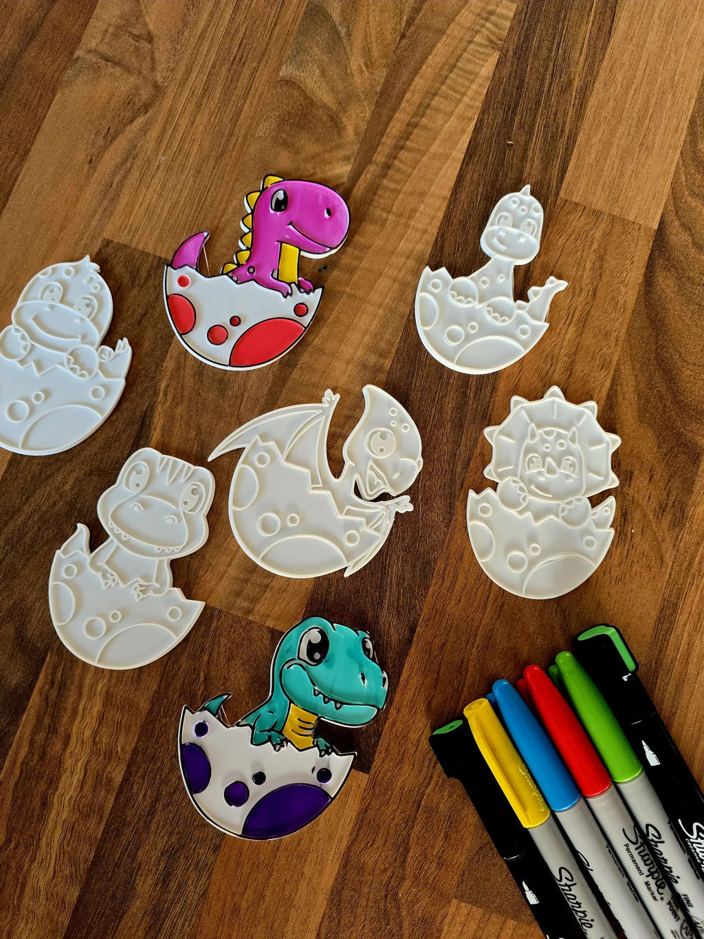 Cute Dino Dinosaur In Eggs Coloring Set Crafty