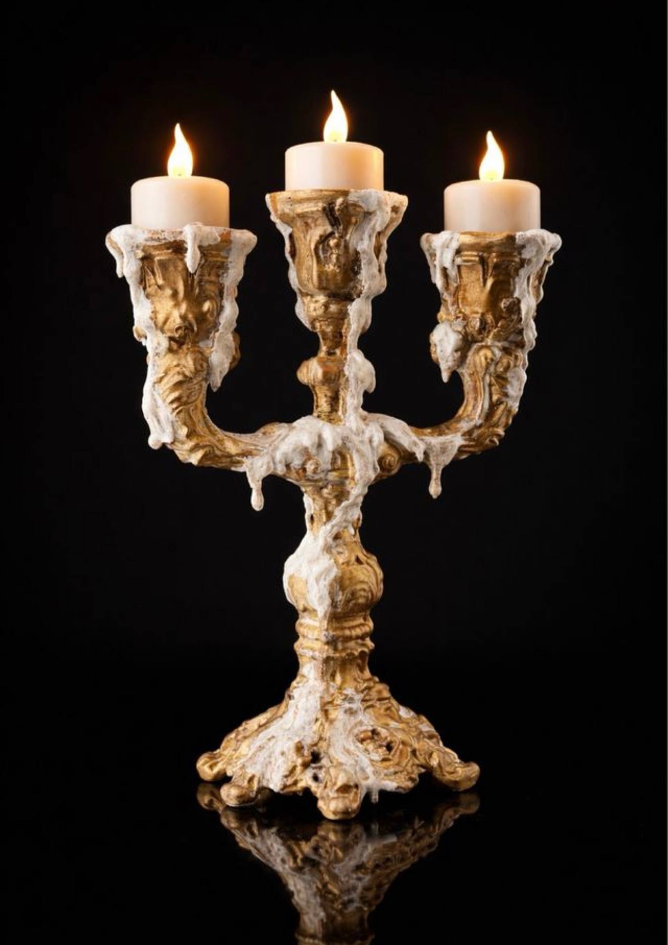 "Melted Wax" Triple Candelabra (20cm)