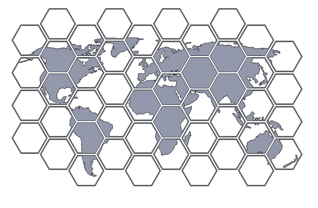 World Map Hexagon Wall Art