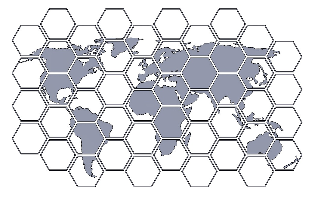 World Map Hexagon Wall Art