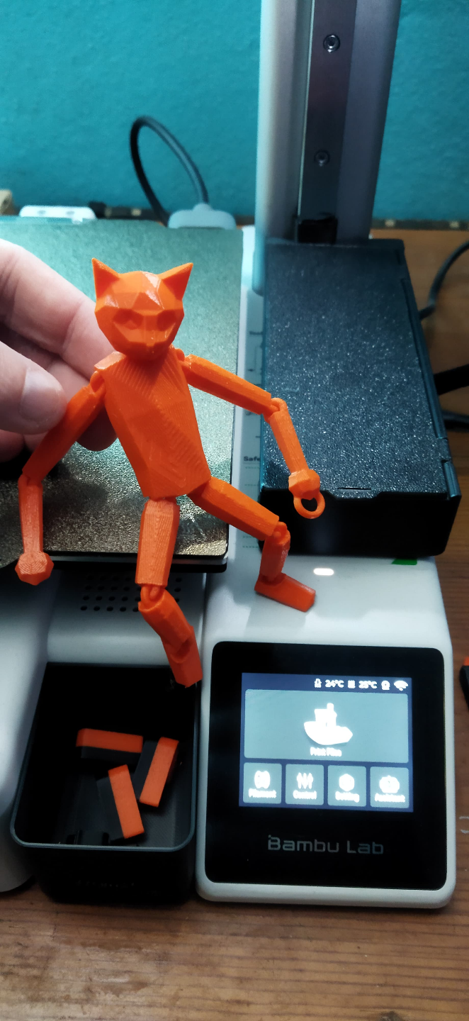 Flexi Cat Man Lowpoly Keychain
