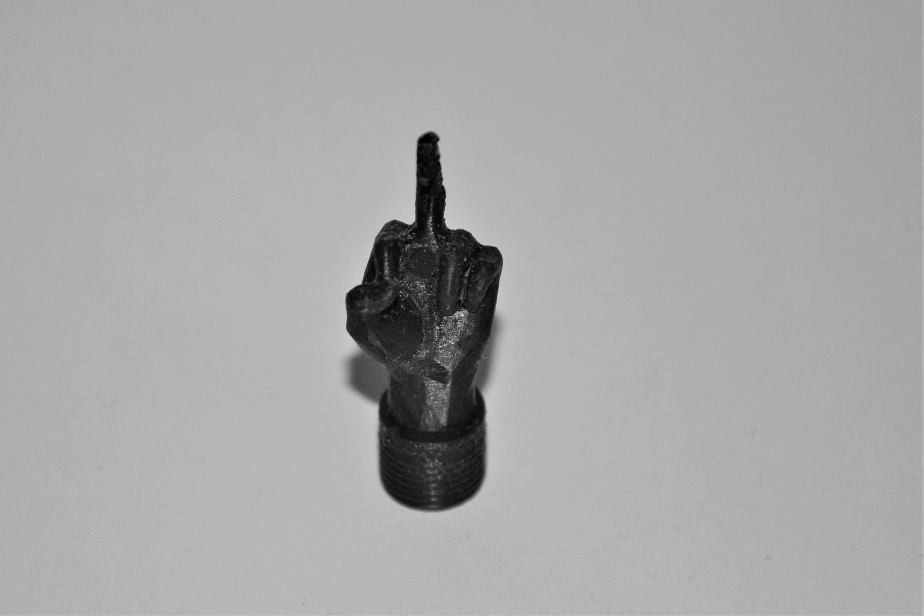 Middle finger schrader valve cap