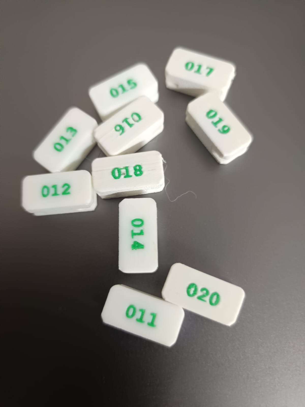 Chapa de anilla de canarios de 011 al 020