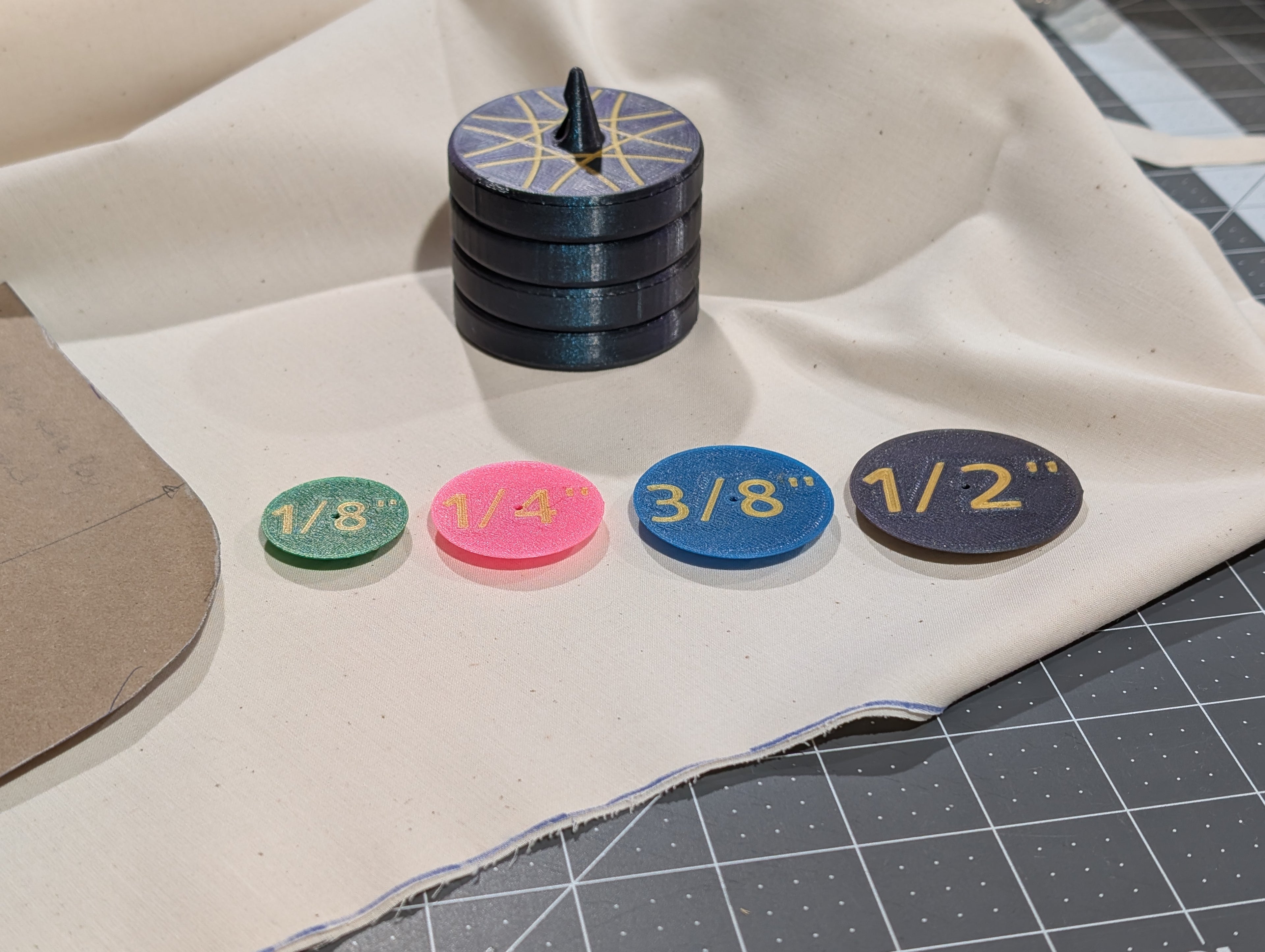 Sewing Seam Allowance Tracing Disks (inches & mm)