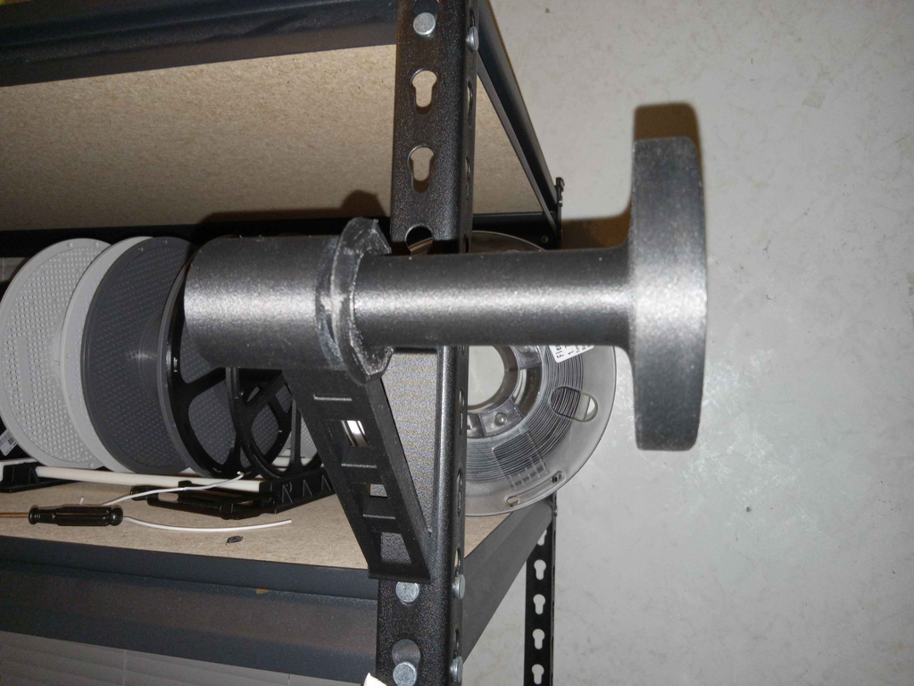 Spool holder for muscle rack/rivet shelving