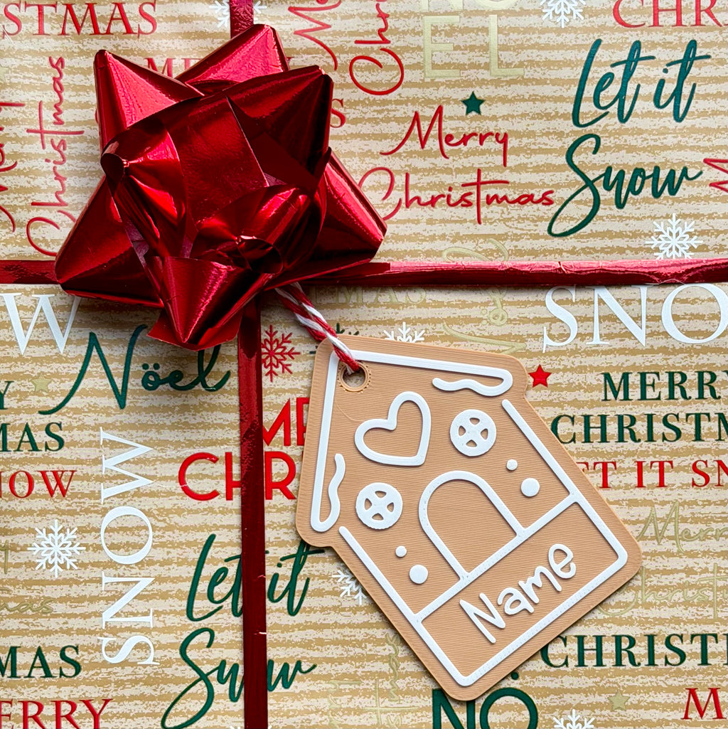 Customisable name Christmas gift tag - Gingerbread