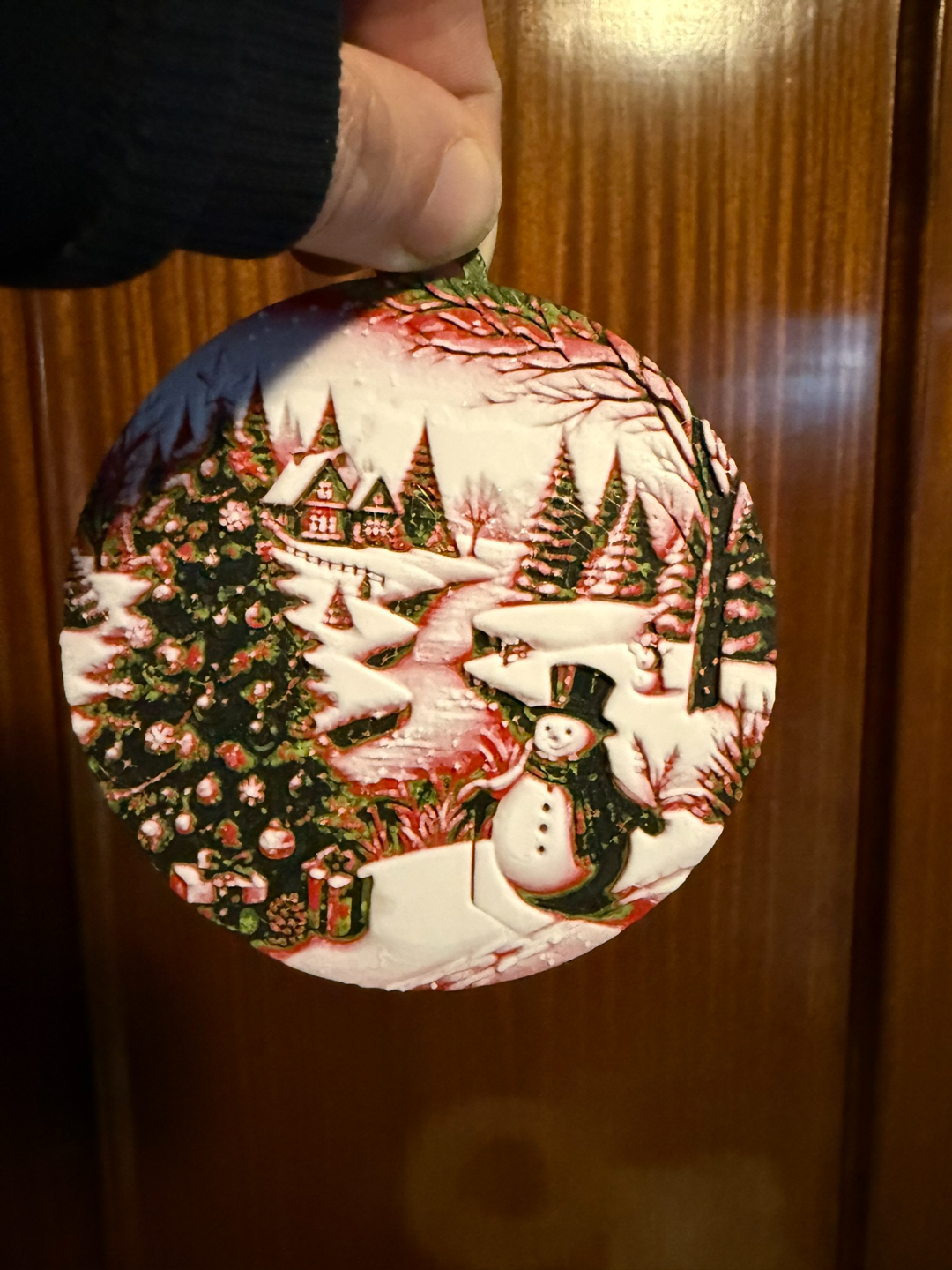 Christmas landscape in snow globe hueforge