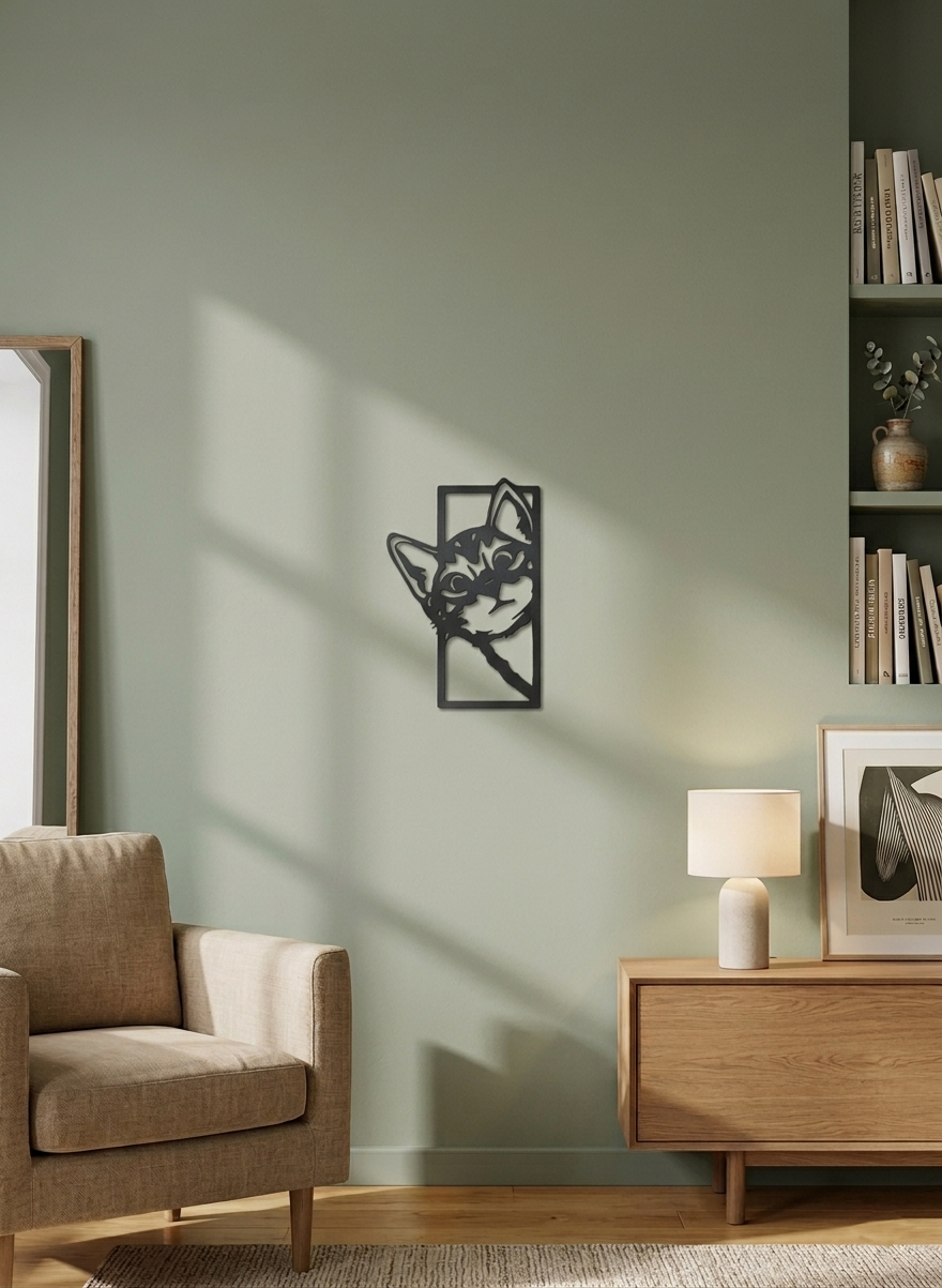 Quadro Gatto Curioso - Wall art of line art