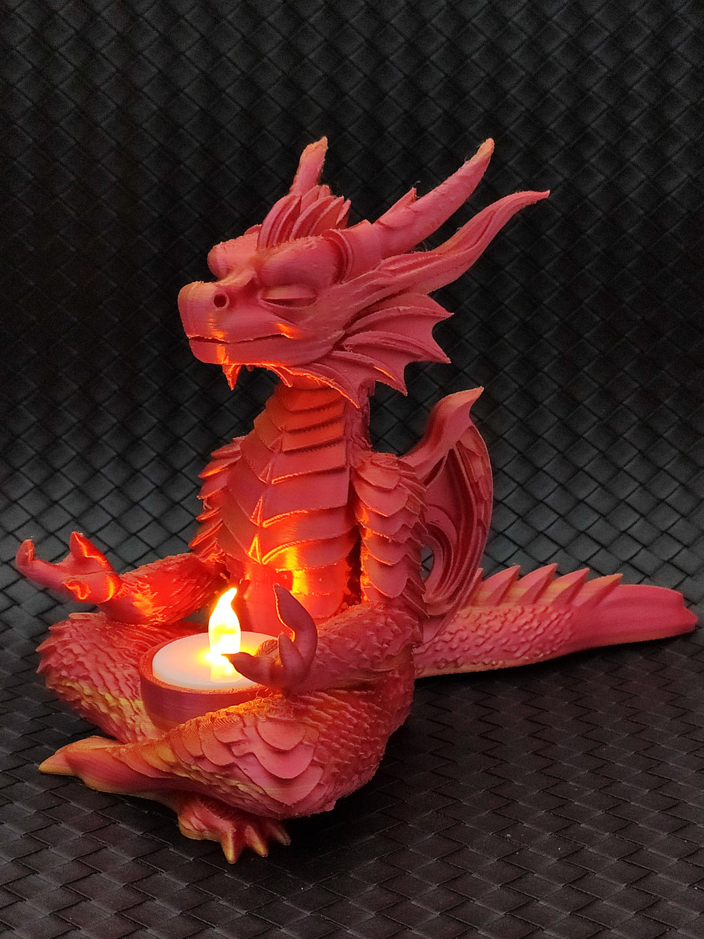 Meditating Dragon - LED Tea light Holder