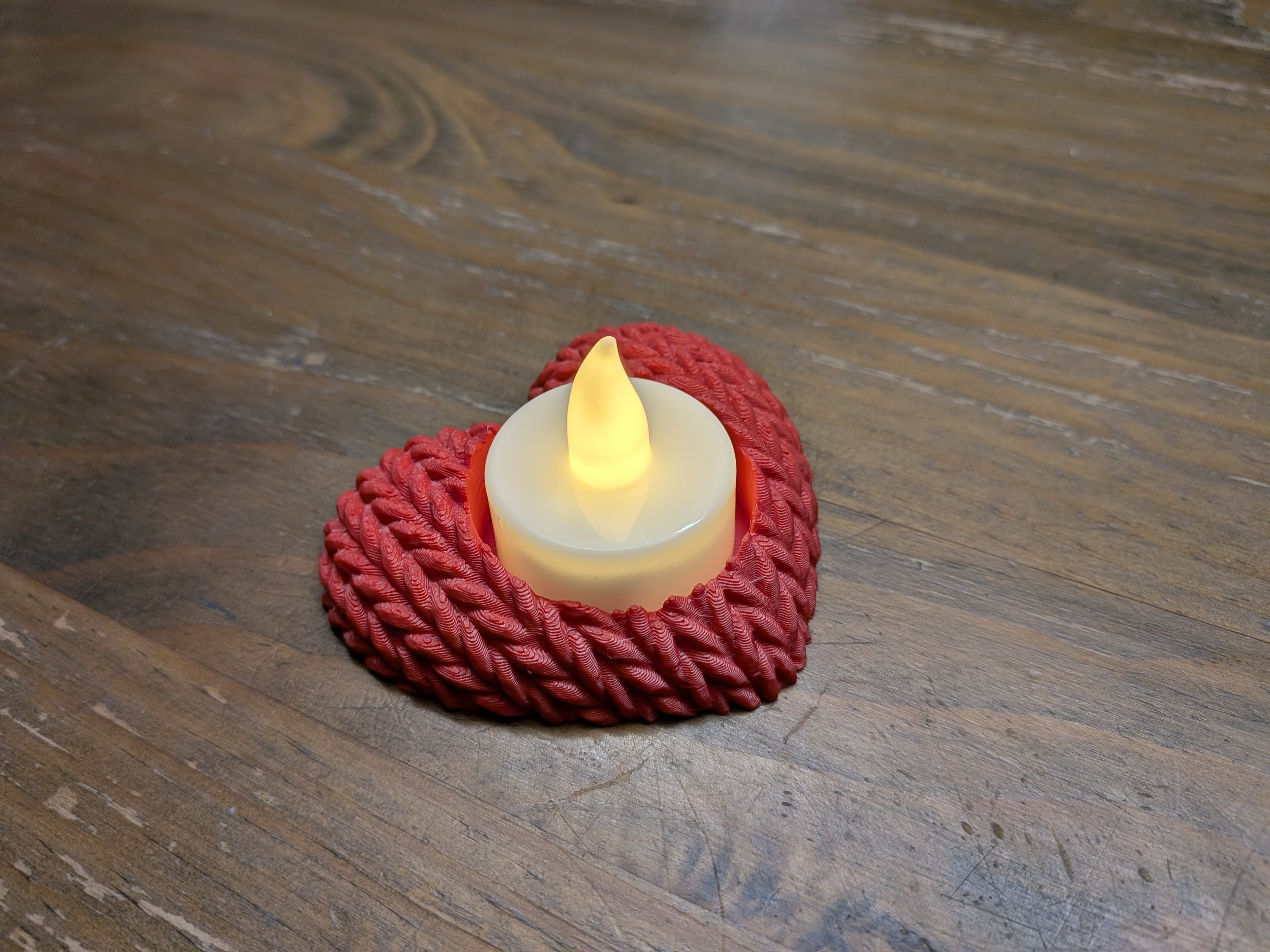 Teelichthalter Strickherz - knitted Candlestand