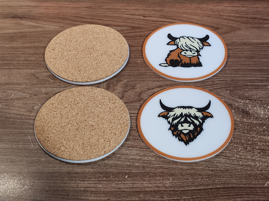 Faster Print - Highland Cow Coasters