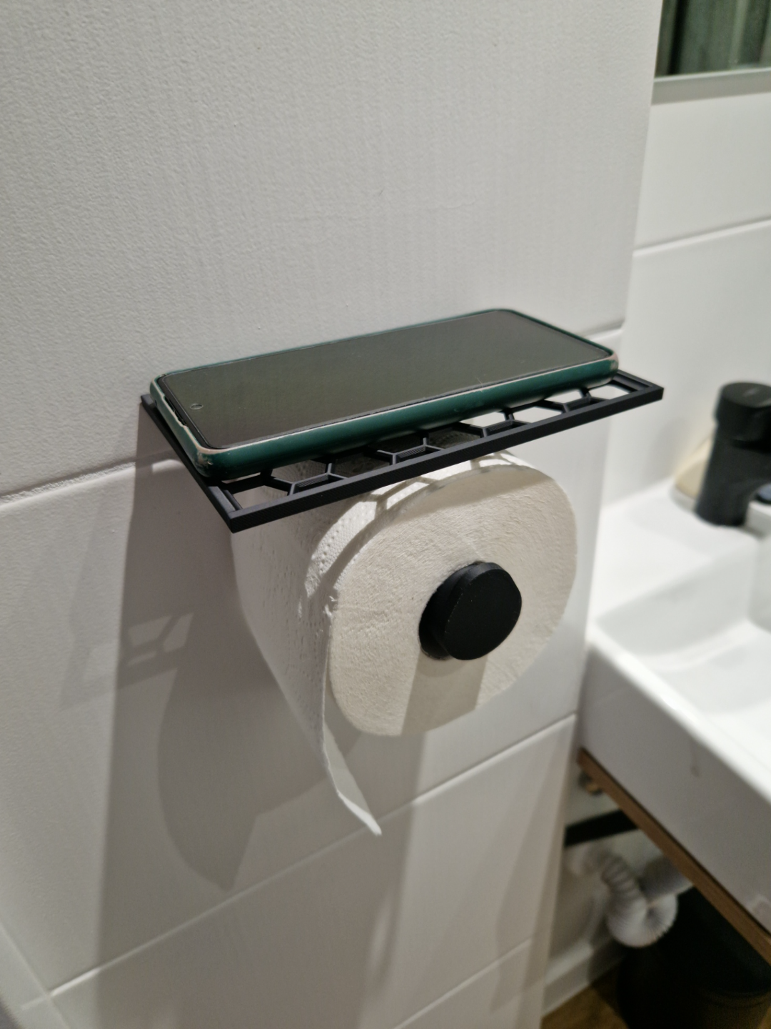 Toilet Paper Holder with Hexagon Shelf