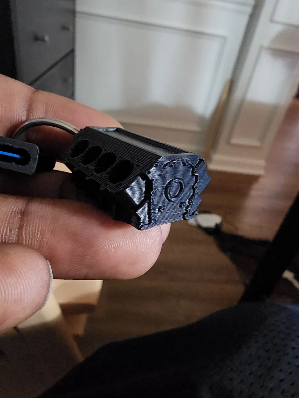 V8 engine block keychain
