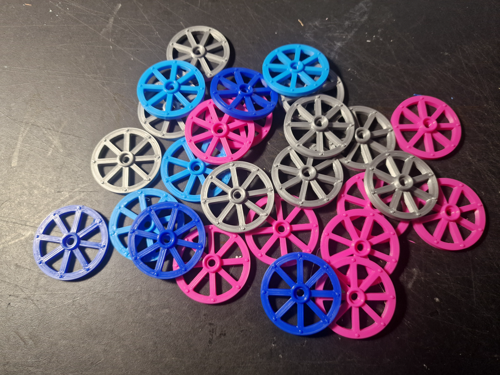 Chariot wheels for bricks construction set