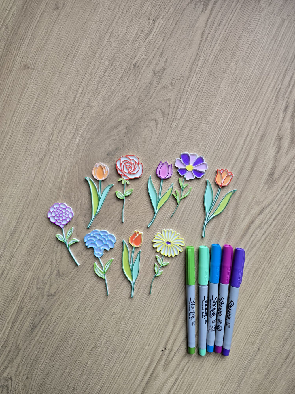 Botanical Flower Coloring Set Mark Paint Gift Idea