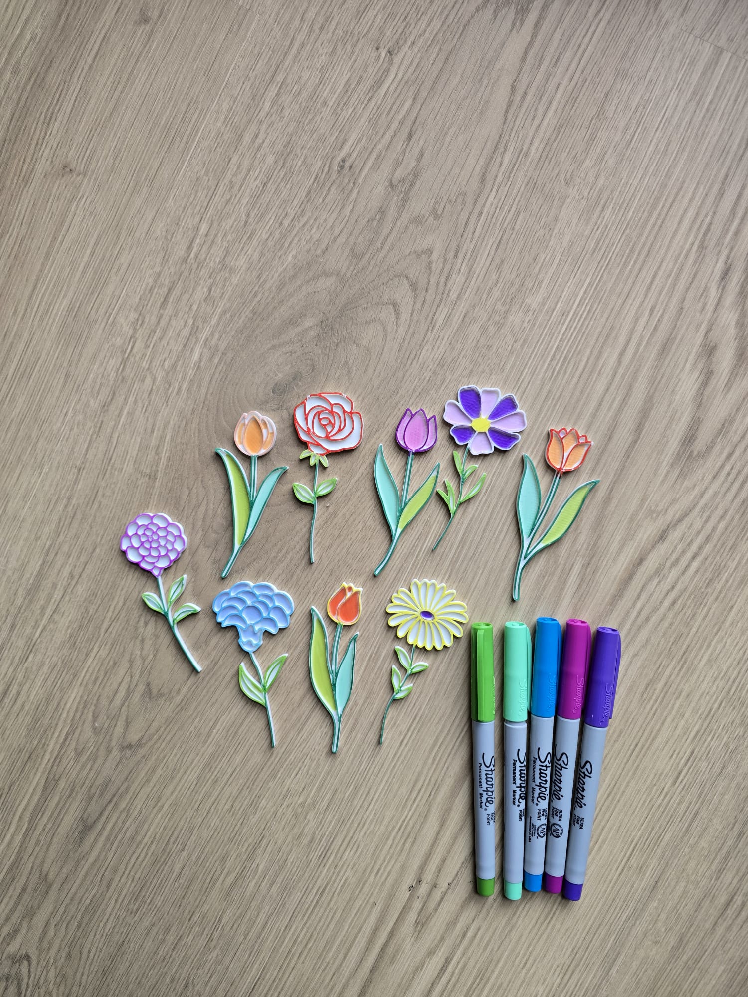 Botanical Flower Coloring Set Mark Paint Gift Idea