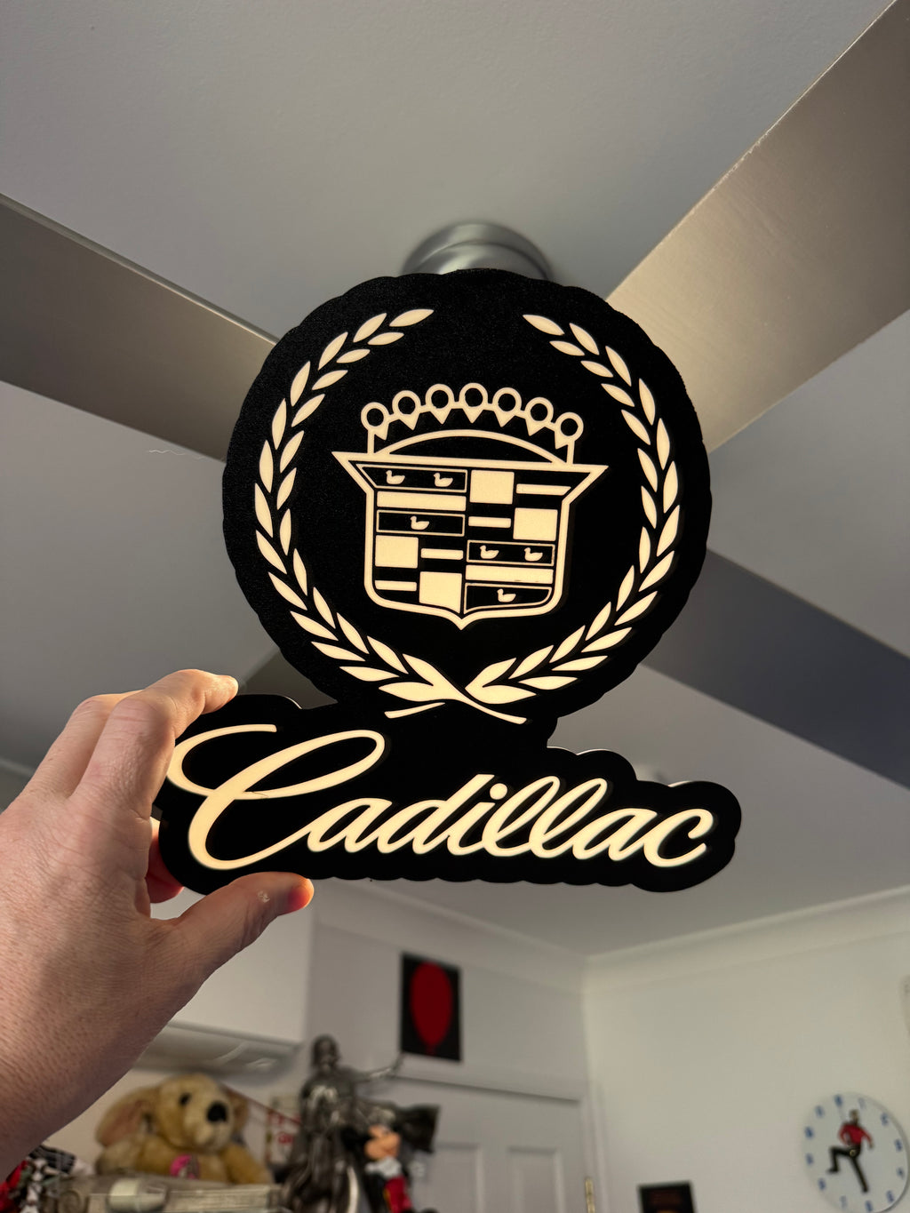 Classic Cadillac Logo in Black & White - LED Light