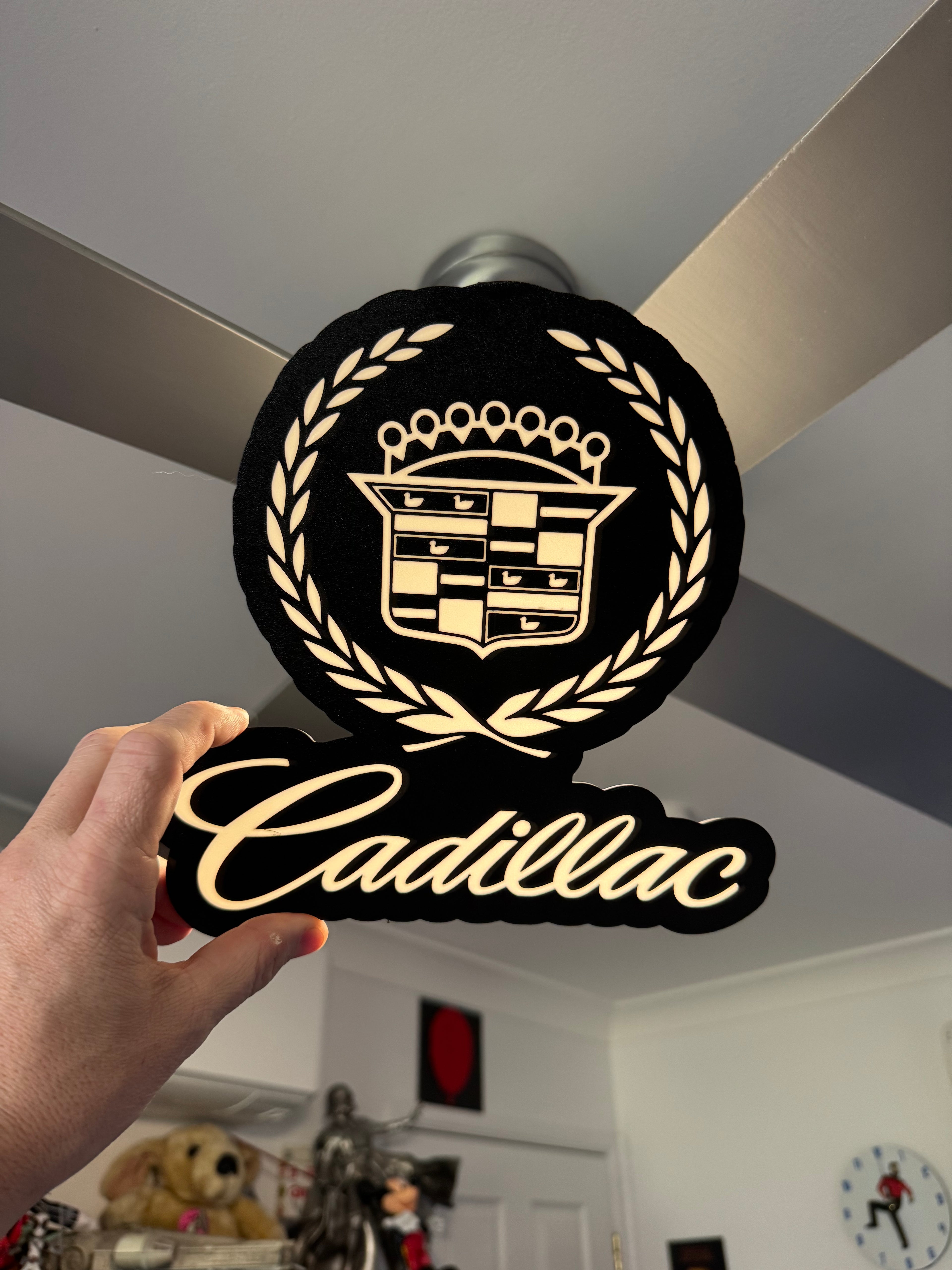 Classic Cadillac Logo in Black & White - LED Light