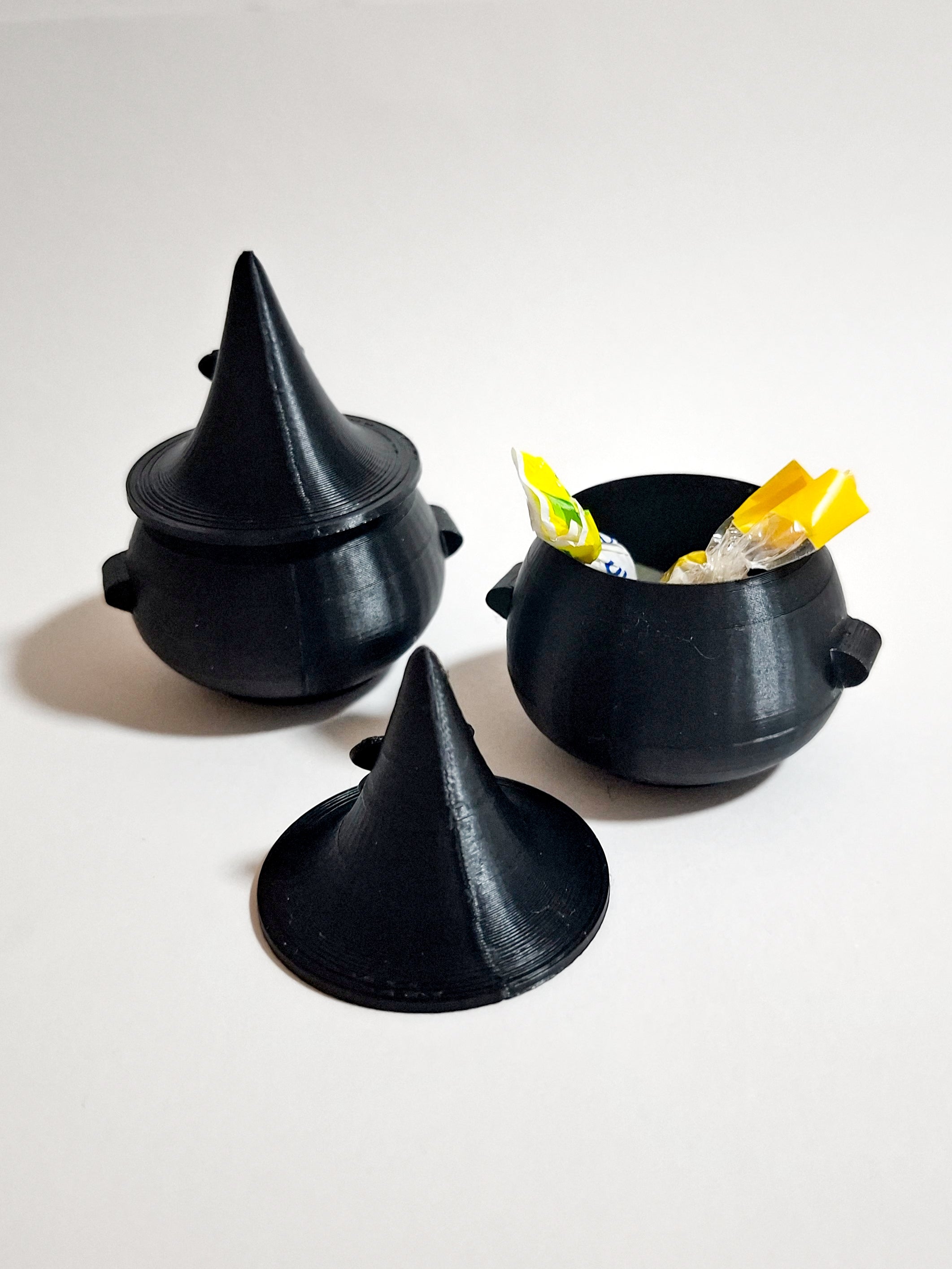 Witch's cauldron and hat box