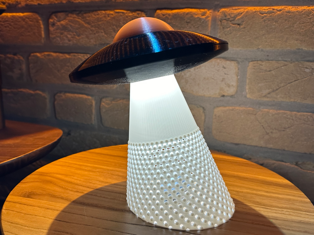 UFO Table Lamp with Tractor Beam Illumination
