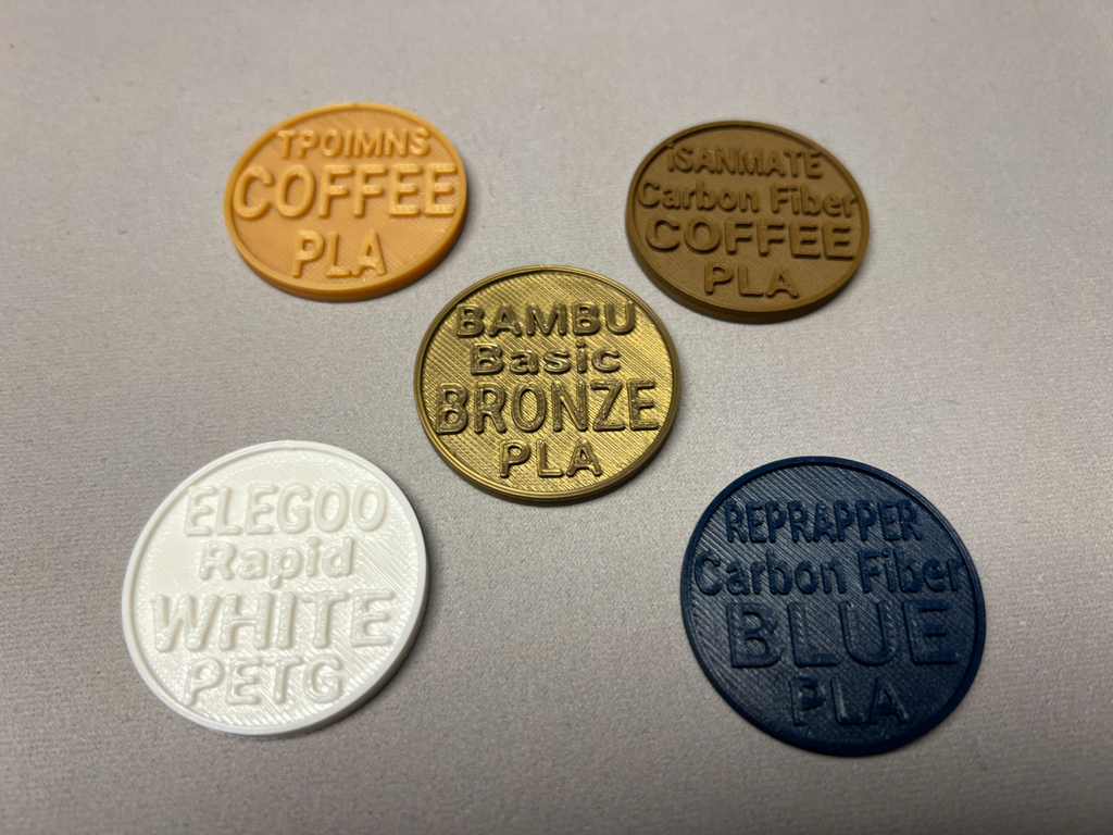 Customizable Poker Chip Filament Samples, EDITABLE