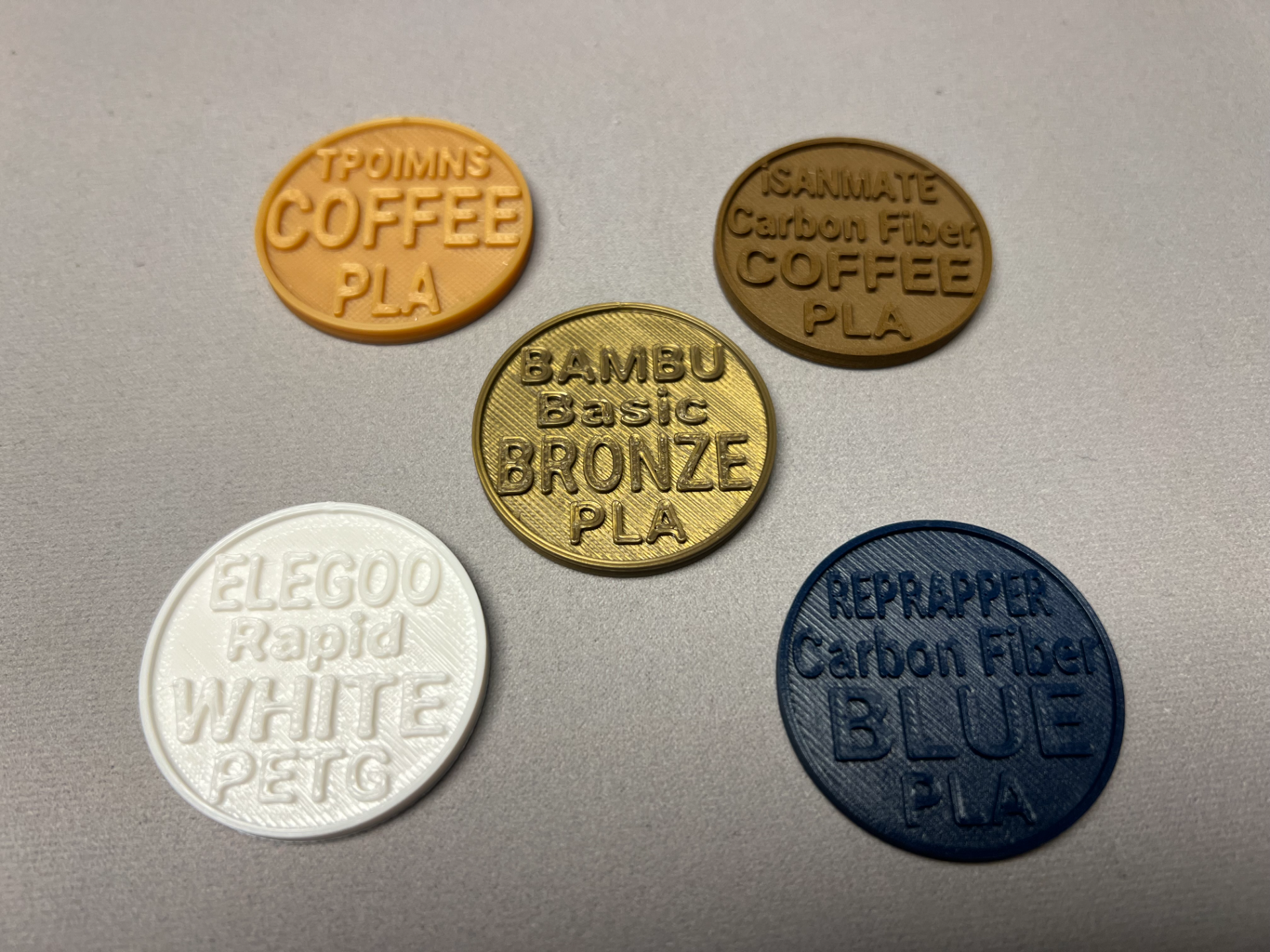 Customizable Poker Chip Filament Samples, EDITABLE