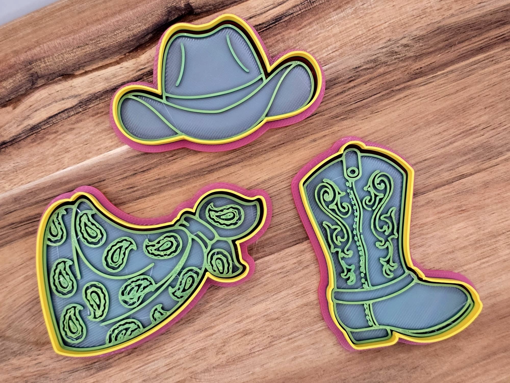Cowboy Hat Scarf Boot Western Cookie Cutter Play