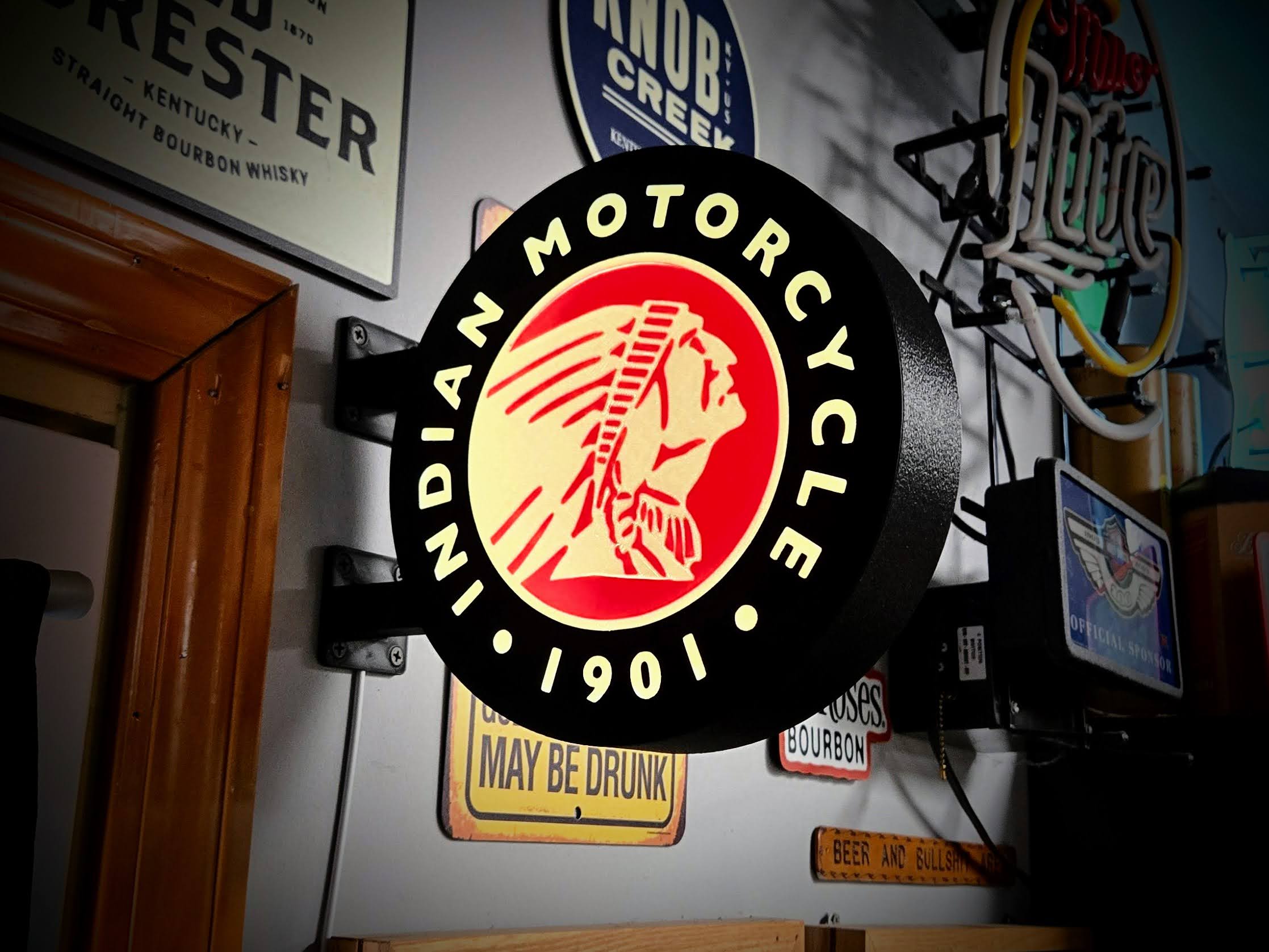VINTAGE INDIAN - 2-Sided Gas Station Lightbox Sign