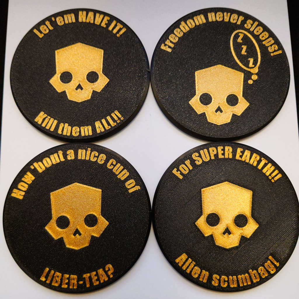 AMS Helldiver themed coaster set.