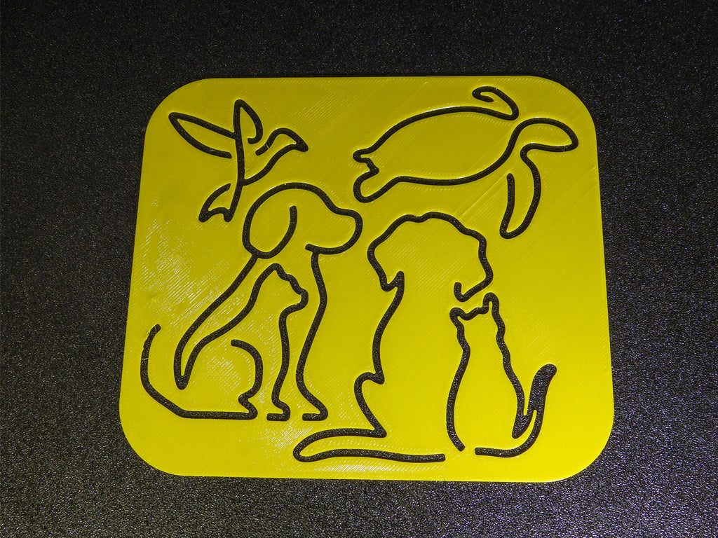 One Line Art animals stencil set