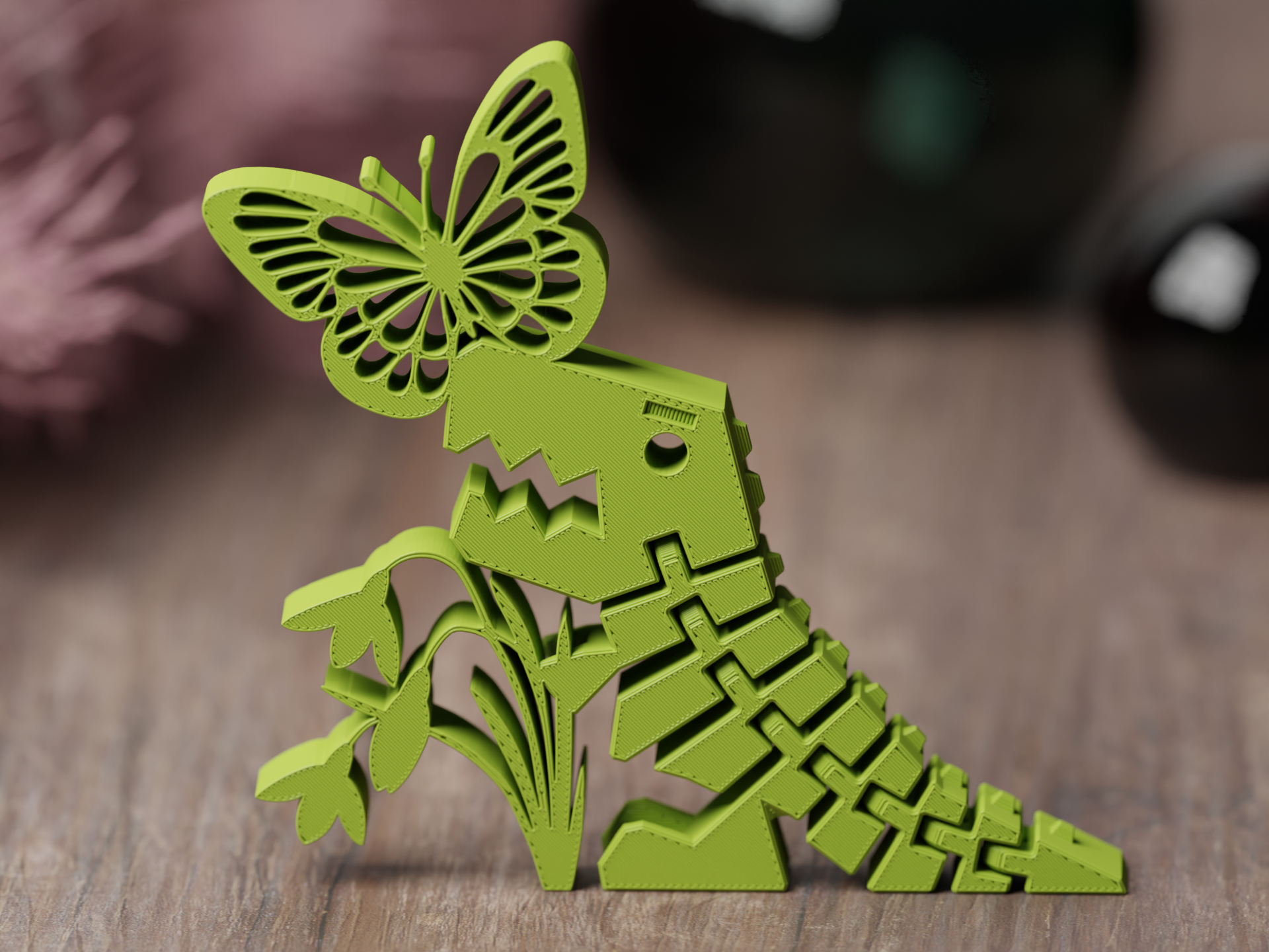 Flexi Rex Dino Spring Flower Print in Place