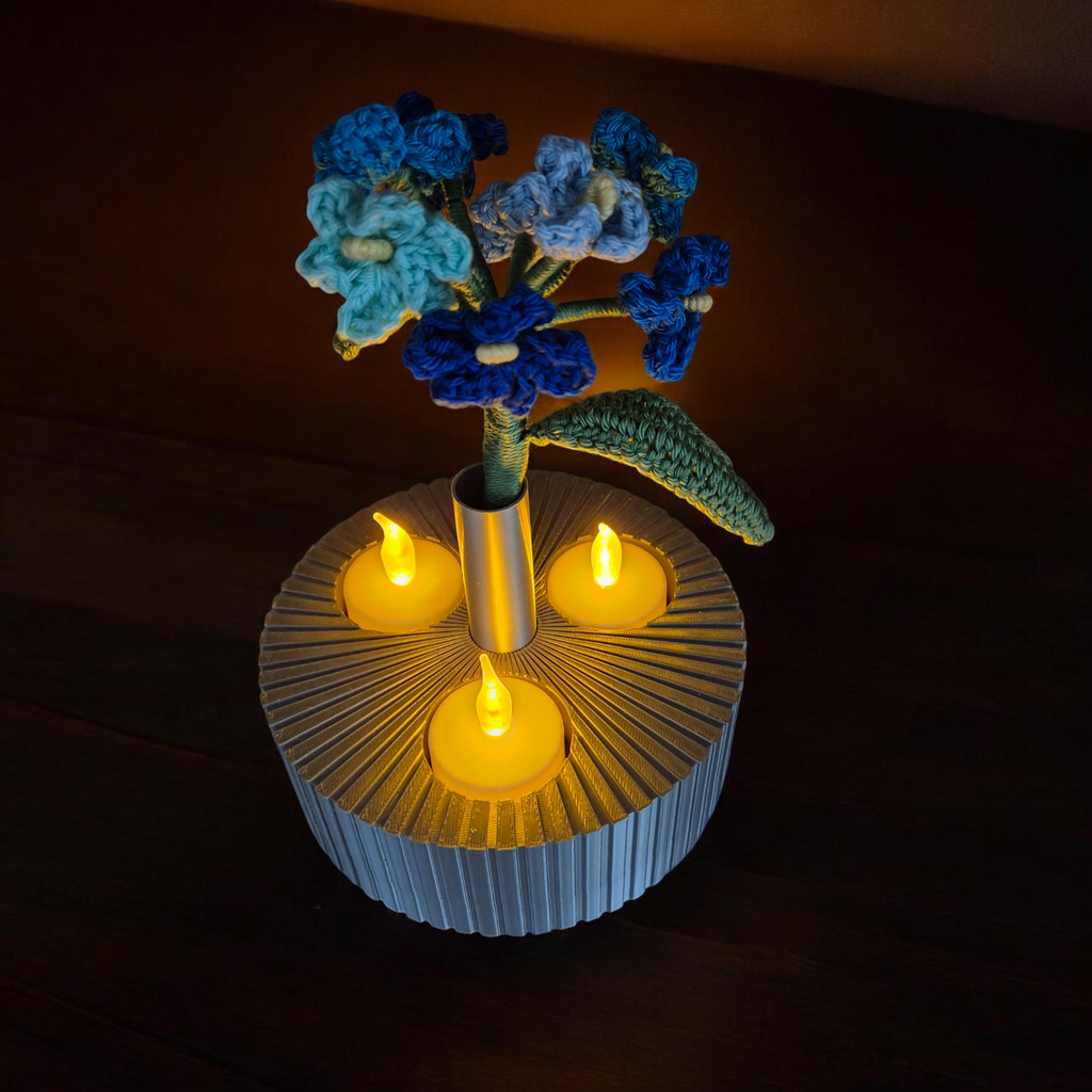 Three-Light Candle Holder with small vase