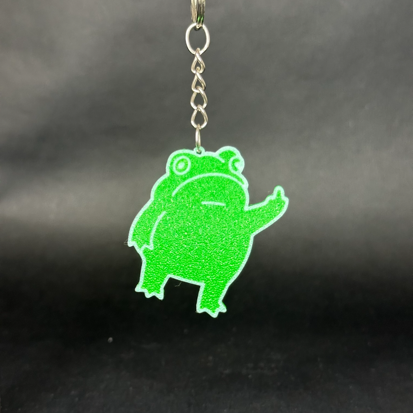 Frog with middle finger keychain green + ams