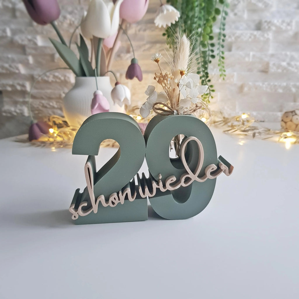 Geburtstag Geschenk Zahl - 29 Blume Kerze Ständer